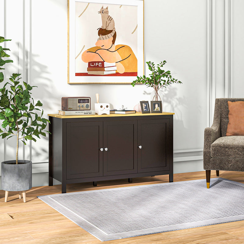 Black Sideboard Buffet Storage Cabinet with Adjustable Shelves for Organised Hallway or Living Room