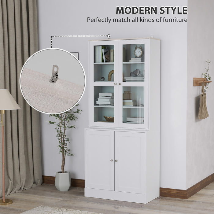 White Double Storage Display Cabinet with Shelves by HOMCOM