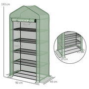 5 Tier Portable Mini Greenhouse with Roll Up Door and Shelves for Indoor Outdoor Use Green