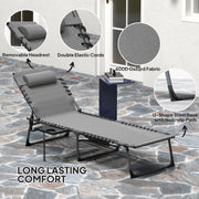 Grey Five Position Reclining Sun Lounger for Outdoor Comfort by Outsunny