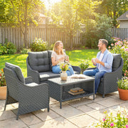 Garden Rattan Furniture Set with Cushions and Coffee Table for Relaxing Outdoors Dark Grey Outsunny