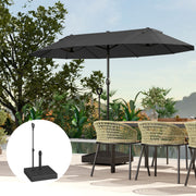 Black Garden Parasol Base with Adjustable Wheels and Handle Holds Up to 55kg by Outsunny