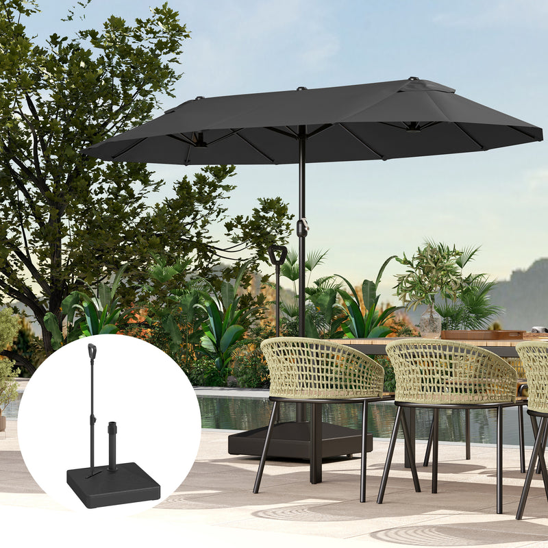 Black Garden Parasol Base with Adjustable Wheels and Handle Holds Up to 55kg by Outsunny