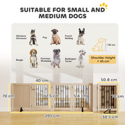 4 Panel Freestanding Pet Gate with Lockable Door and Support Feet for Indoor Use Oak AOSOM