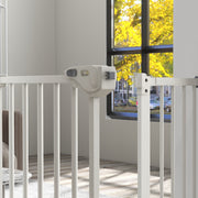 Adjustable Extra Wide Metal Dog Safety Gate for Doorways and Stairs, White