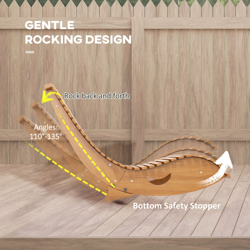 Modern Wooden Outdoor Rocking Chair with Slatted Seat Ideal for Garden or Patio Use, Teak Outsunny