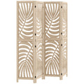 Folding Room Divider with Detachable Panels for Instant Privacy Natural Wood Finish