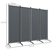 4 Panel Folding Garden Privacy Screen 1.7m Freestanding Divider for Deck Pool Hot Tub Dark Grey by Outsunny Outsunny