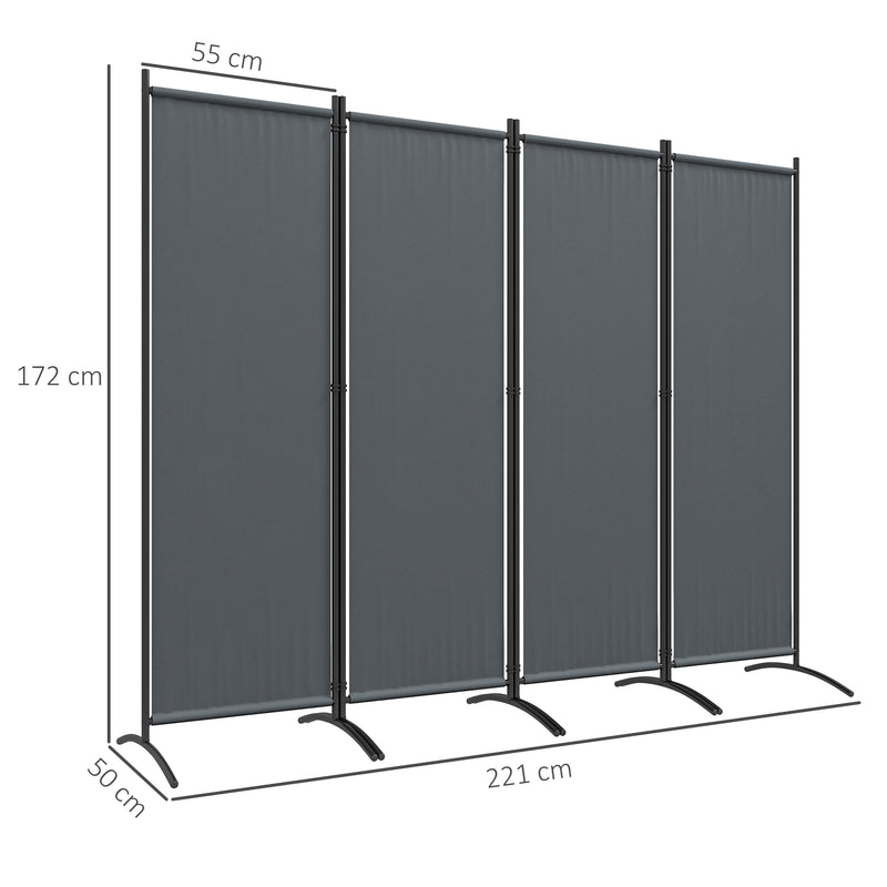 4 Panel Folding Garden Privacy Screen 1.7m Freestanding Divider for Deck Pool Hot Tub Dark Grey by Outsunny Outsunny