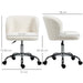 White Teddy Fleece Swivel Office Chair with Adjustable Height and Wheels for Home Office