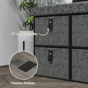 Shoe Storage Bench with 6 Drawers and Padded Seat Ideal for Hallway or Entryway Dark Grey