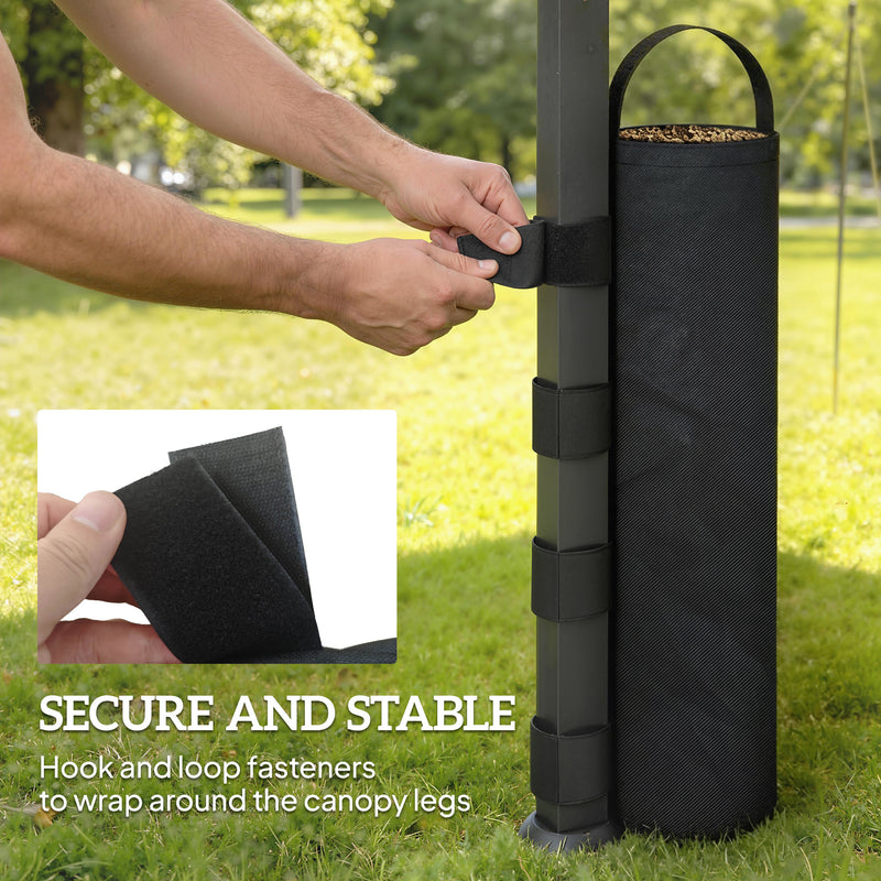 Gazebo and Tent Sandbag Weights Set of 8 for Secure Outdoor Shelters Black