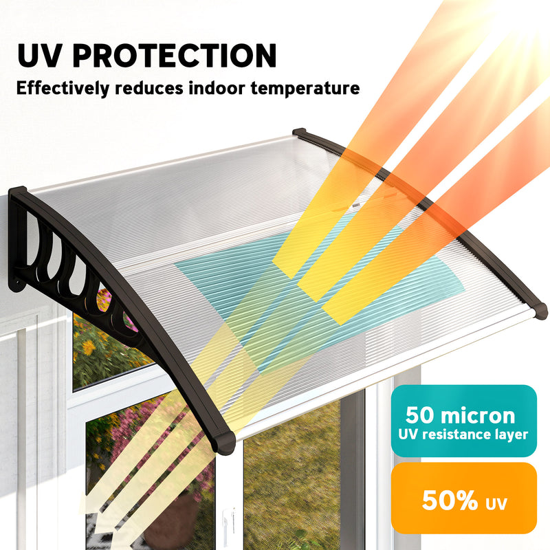 Clear Front Door Canopy Shelter Awning for Porch and Window Provides Rain & UV Shelter 103x97cm