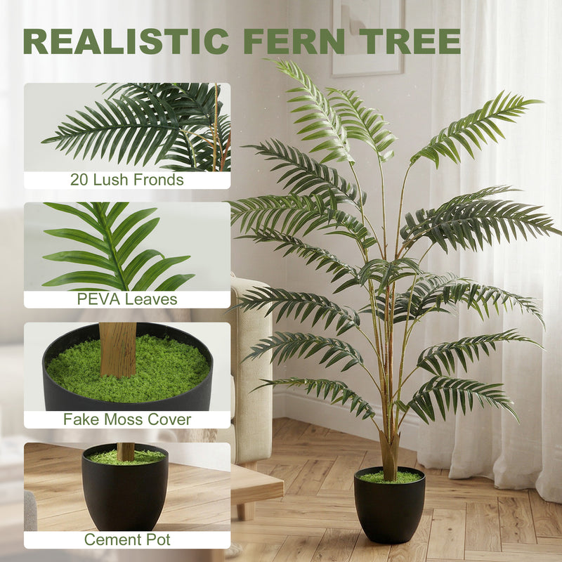 Artificial Fern Tree 120cm for Easy Low Maintenance Home or Office Greenery Green Homcom
