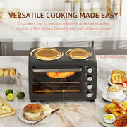 Black 28L Mini Oven with Hot Plates Grill Bake Roast Boil 2600W by HOMCOM