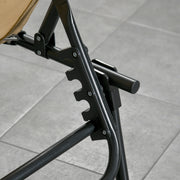 Beige Folding Sun Lounger Set of 2 with Adjustable Backrest and Pillow for Garden or Beach