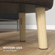 Round Ottoman Storage Stool with Padded Seat and Wood Legs for Living Room, Grey