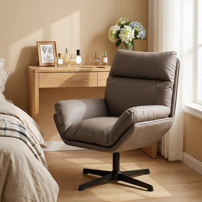 Cat Scratch Resistant Swivel Armchair with Thick Cushion for Relaxing at Home Dark Brown AOSOM