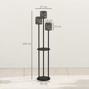 Solar Garden Floor Lamp with Hand Woven Rattan Shade for Outdoor Lighting Black Grey Outsunny