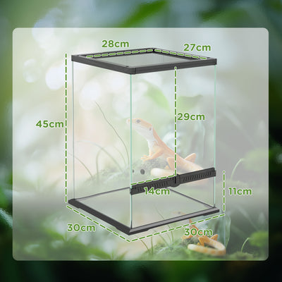40L Reptile Vivarium Tank With Anti Escape Lid And Mesh Ventilation For Pets Black AOSOM