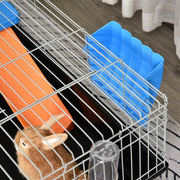 2 Tier Steel Hutch for Small Guinea Pigs with Accessories Ideal for Indoors, Blue and Orange