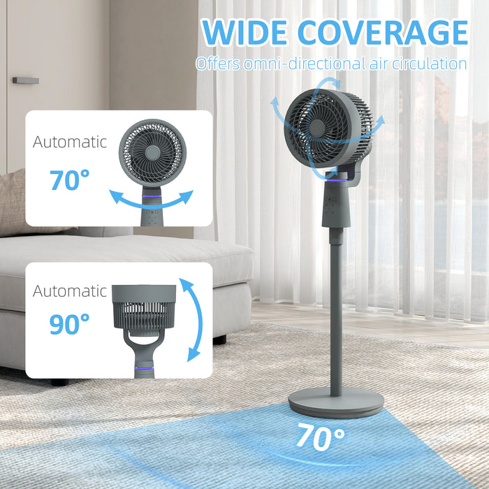 Grey Pedestal Air Circulation Fan with Oscillating Function and Light Off by HOMCOM