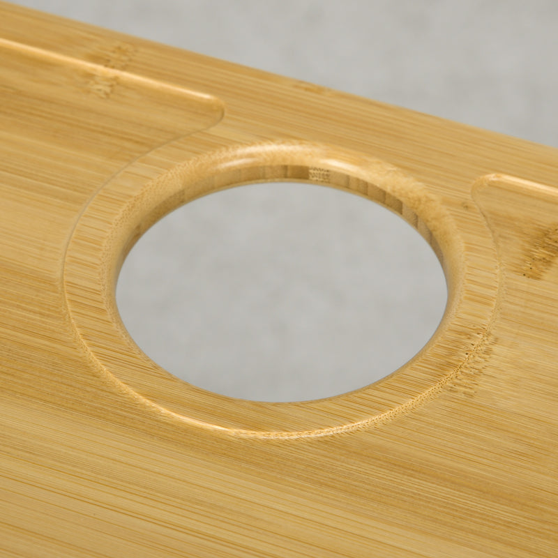 Portable Bamboo Picnic Table with Wine and Glass Holders for Outdoor Use, Natural AOSOM