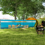 Camping Windbreaker With Clear Windows And Steel Poles For Beach And Caravan Use Blue AOSOM