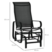 Black Outdoor Glider Rocking Chair with Metal Frame for Relaxing in the Garden
