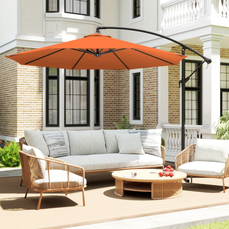 3m Orange Cantilever Parasol with Cross Base for Unobstructed Garden Shade Outsunny