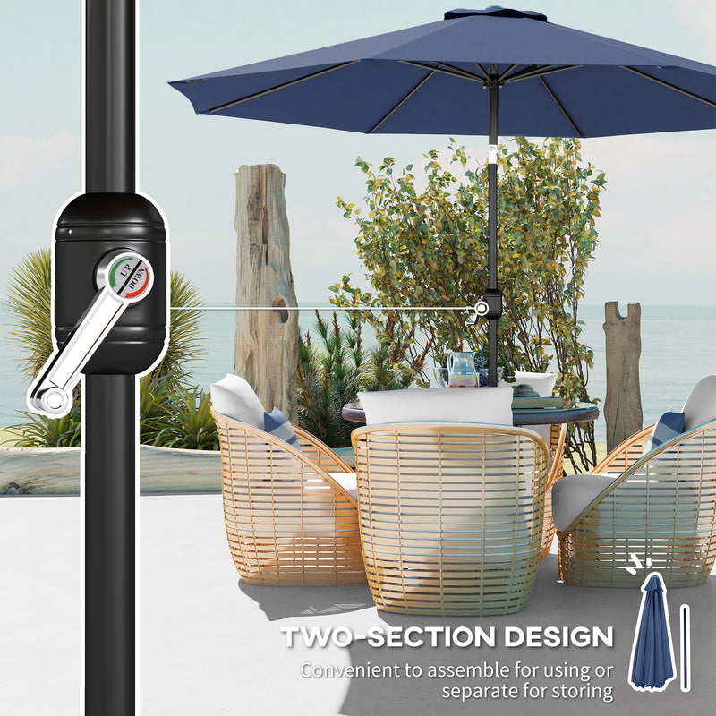 3m Garden Parasol with Large Adjustable Canopy for Sun Protection, Navy Blue