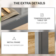 5 Piece Dining Table Set With Glass Top And Faux Leather Chairs For Kitchen Grey