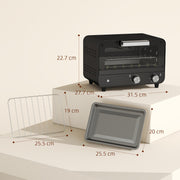 12L Mini Toaster Oven With Timer And Adjustable Heat Ideal For Small Kitchens Black AOSOM
