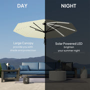 Cream 3m Cantilever Garden Parasol with Solar Lights Crank Handle and 360 Rotation by Outsunny