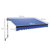 Blue 3 x 2.5m Electric Retractable Awning with LED Light and Remote Control by Outsunny