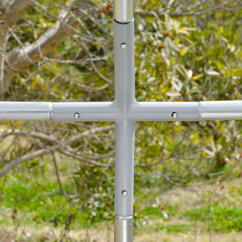 Large Metal Chicken Coop with Weatherproof Cover for Outdoor Use 5.7 x 2.8 x 2m Silver