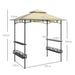 8 x 5 ft Beige Grill Gazebo Canopy Double Tier BBQ Shelter with Shelves and Hooks by Outsunny