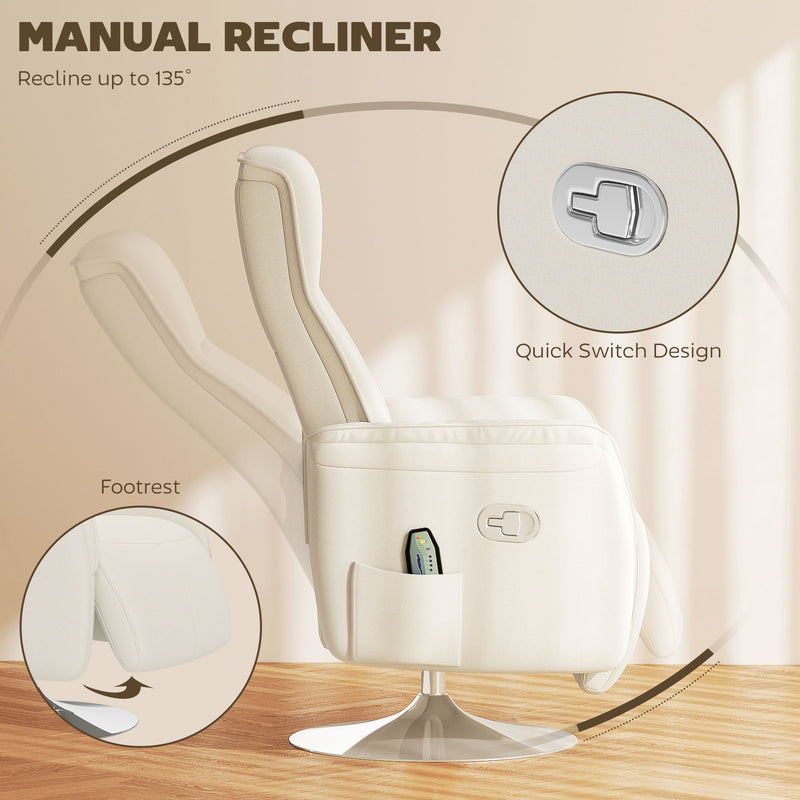 Cream 10 Point Massage Recliner Chair with Padded Seat by HOMCOM