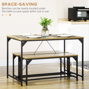 4 Seater Dining Table and Bench Set with Space Saving Design for Kitchen or Dining Room Natural