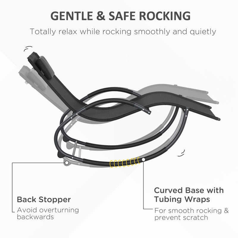 Zero Gravity Rocking Garden Chair with Pillow and Steel Frame for Outdoor Relaxing Black