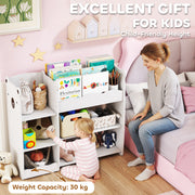 Kids Toy Storage Shelf With Bear Design for Easy Organisation and Independent Use White AOSOM