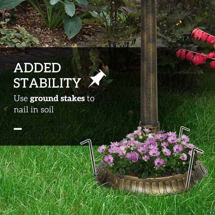 Antique Bronze Bird Bath with Decorative Birds and Planter Base 72cm Tall by Outsunny