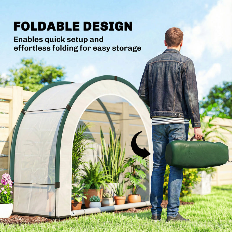Portable Foldable Mini Greenhouse with Zipped Door Ideal for Gardens and Patios Green AOSOM