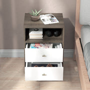 Industrial Style Bedside Table with Drawer and Open Shelf Ideal for Bedroom Storage Grey