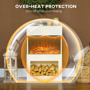 Electric Fireplace with 3D Flame Effect and Remote Control for Living Room Heating White