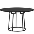 Round Dining Table for 4 to 6 People Compact Easy Clean Design Black