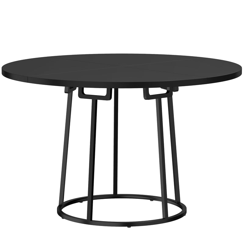 Round Dining Table for 4 to 6 People Compact Easy Clean Design Black