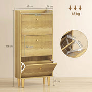 Shoe Storage Cabinet for Narrow Hallways with Adjustable Shelves and Top Shelf Oak Gold AOSOM