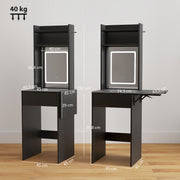 Dressing Table with Adjustable LED Mirror and Storage for Small Bedrooms Black AOSOM