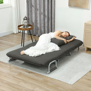 Two Seater Click Clack Sofa Bed Converts to Guest Bed for Small Spaces, Charcoal Grey